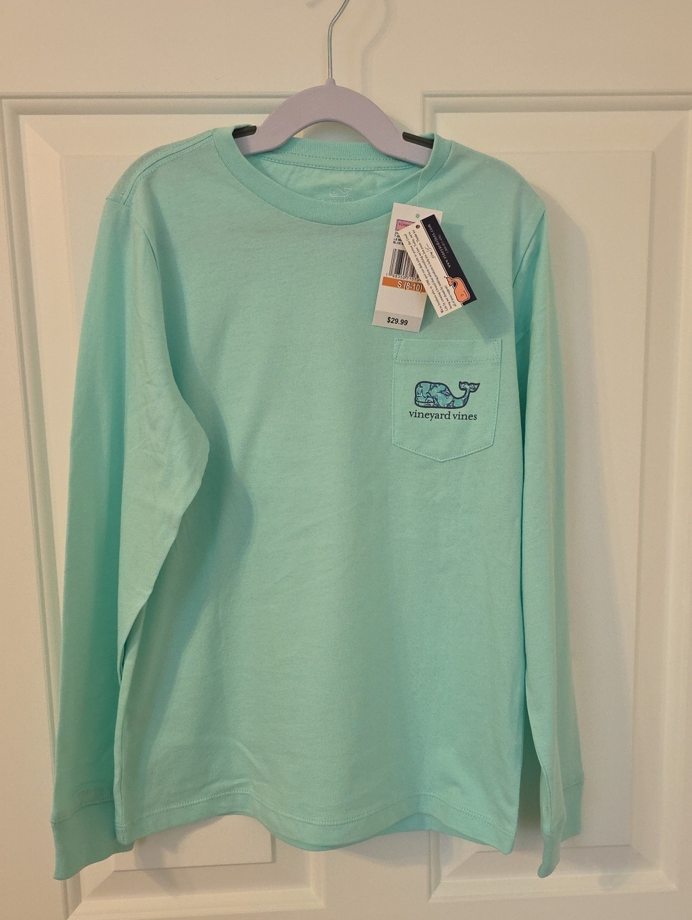 NWT Vineyard Vines Kids Long-Sleeve Pocket Tee - Size S (8-10) Marlin